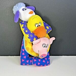 Vintage Avon 90's Animal Plush Stacking toy Three Silly Colorful Sheep Duck Pig